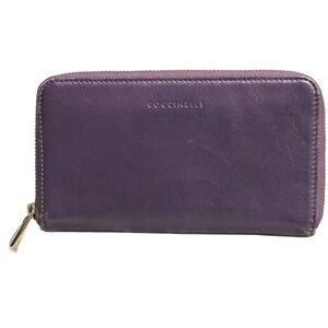 Coccinelle Purple Leather Zip-Around Wallet Organizer